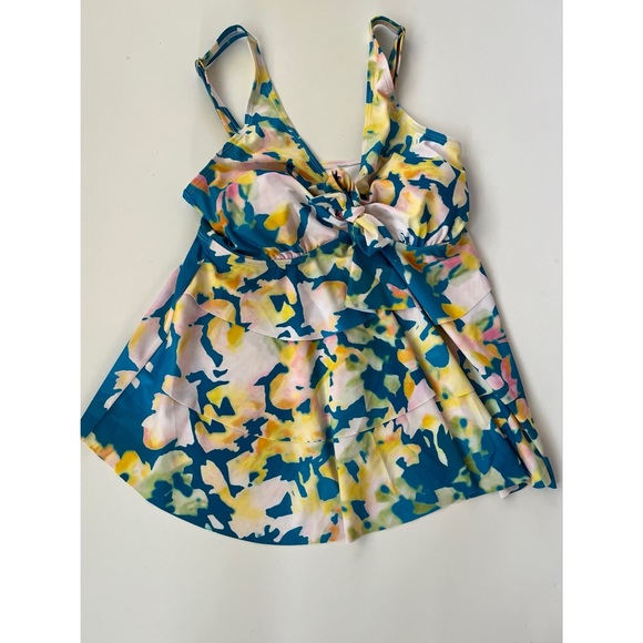 BloomChic Women’s Graphic Print Knotted Front Tiered Tankini Swim Top Size 12 - Picture 11 of 13